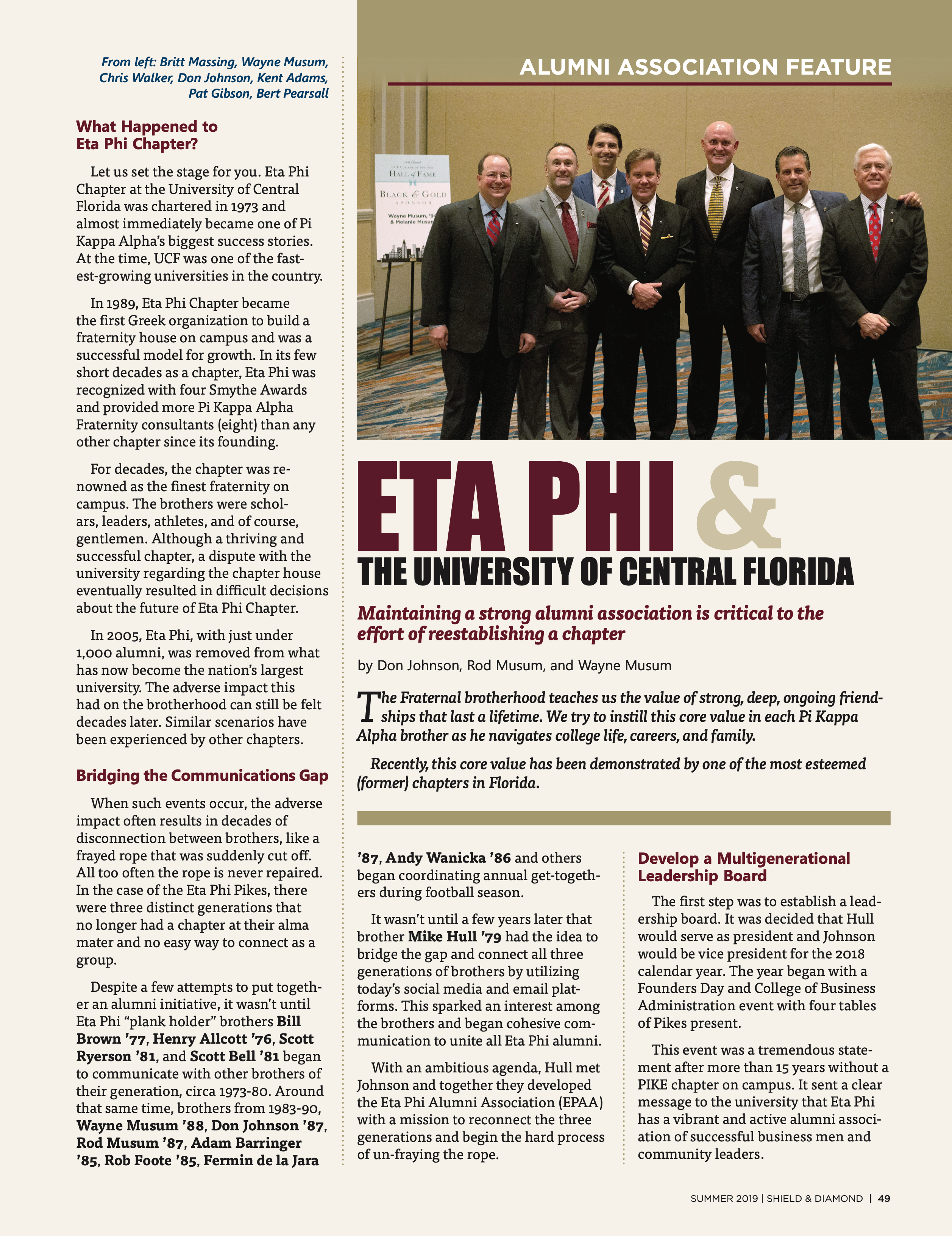 Alumni Association Feature, Summer 2019